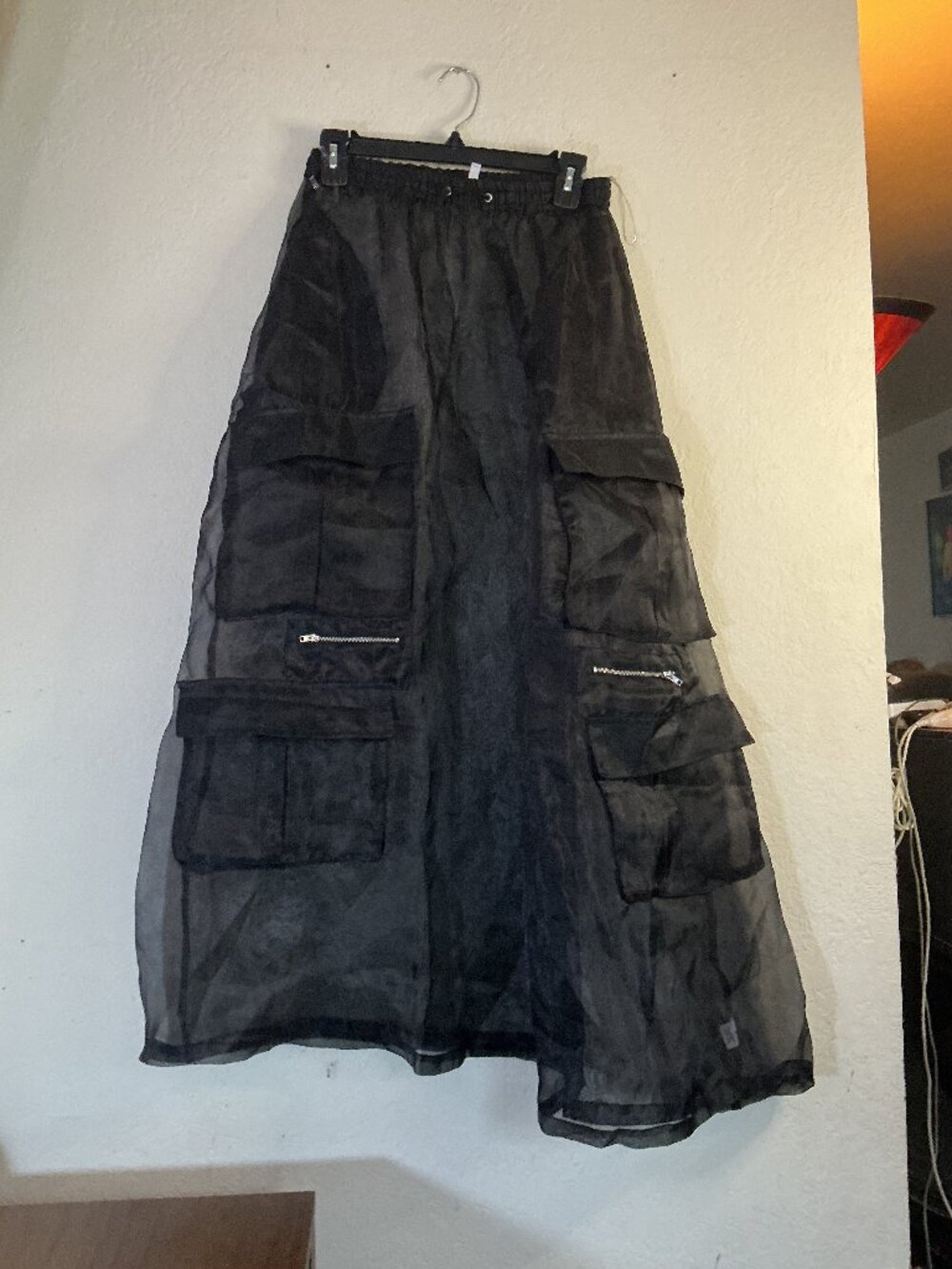 Live 4 Truth Sheer Cargo Skirt in Black - Size Medium Womens